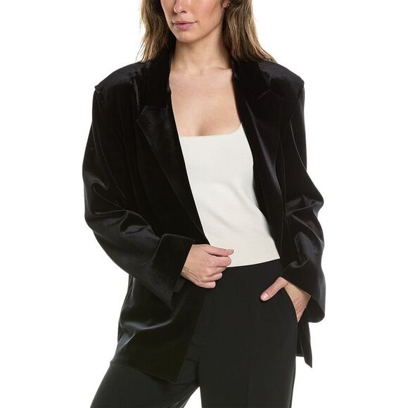 Norma Kamali Womens  Single-Breasted Straight Fit Jacket, Black - Picture 1 of 4